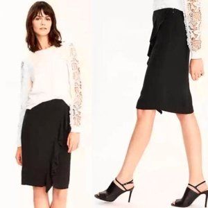 NWT Banana Republic Black Ruffle Pencil Skirt Sz6